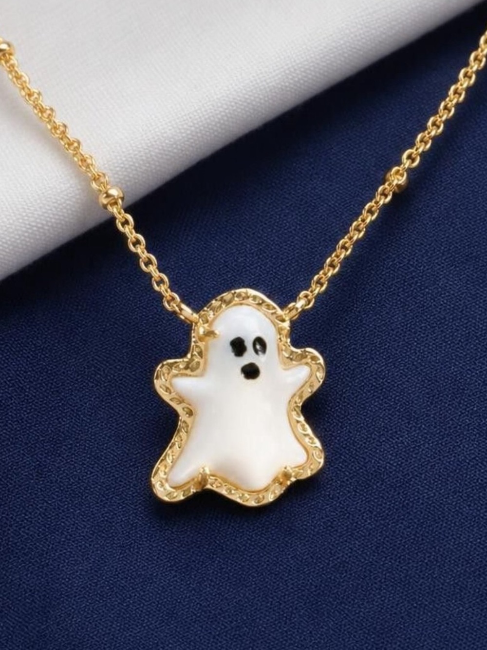 Kendra Scott White Mother-of-Pearl Ghost Necklace Gold NEW $75 - Picture 3 of 3